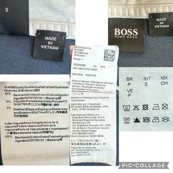 Boss men’s gray blue Colourblocked Cotton-Blend Hooded Sweatshirt Sz S - Picture 7 of 10